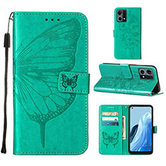 Leather Case Stands Butterfly Flip Cover Holder Y01B for Oppo F21s Pro 4G Green