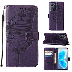 Leather Case Stands Butterfly Flip Cover Holder Y01B for Oppo K10 4G Purple