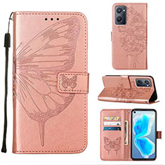 Leather Case Stands Butterfly Flip Cover Holder Y01B for Oppo K10 4G Rose Gold
