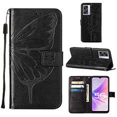 Leather Case Stands Butterfly Flip Cover Holder Y01B for Oppo K10 5G India Black
