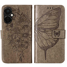 Leather Case Stands Butterfly Flip Cover Holder Y01B for Oppo K11x 5G Gray