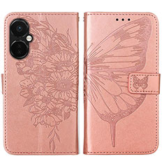 Leather Case Stands Butterfly Flip Cover Holder Y01B for Oppo K11x 5G Rose Gold