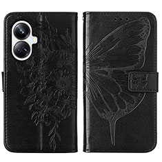 Leather Case Stands Butterfly Flip Cover Holder Y01B for Realme 10 Pro+ Plus 5G Black