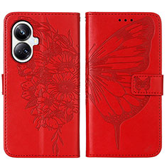 Leather Case Stands Butterfly Flip Cover Holder Y01B for Realme 10 Pro+ Plus 5G Red