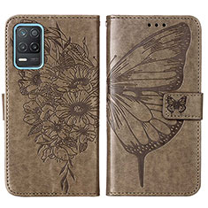 Leather Case Stands Butterfly Flip Cover Holder Y01B for Realme 8 5G Gray