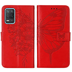 Leather Case Stands Butterfly Flip Cover Holder Y01B for Realme 8 5G Red