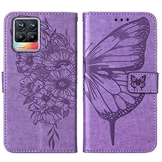 Leather Case Stands Butterfly Flip Cover Holder Y01B for Realme 8 Pro Clove Purple