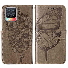 Leather Case Stands Butterfly Flip Cover Holder Y01B for Realme 8 Pro Gray