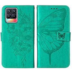 Leather Case Stands Butterfly Flip Cover Holder Y01B for Realme 8 Pro Green