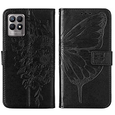 Leather Case Stands Butterfly Flip Cover Holder Y01B for Realme 8i Black