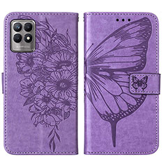 Leather Case Stands Butterfly Flip Cover Holder Y01B for Realme 8i Clove Purple