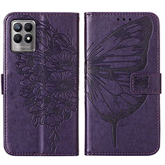 Leather Case Stands Butterfly Flip Cover Holder Y01B for Realme 8i Purple