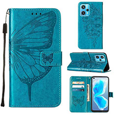 Leather Case Stands Butterfly Flip Cover Holder Y01B for Realme 9 4G Blue