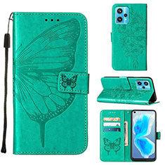 Leather Case Stands Butterfly Flip Cover Holder Y01B for Realme 9 4G Green