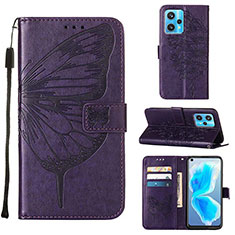 Leather Case Stands Butterfly Flip Cover Holder Y01B for Realme 9 4G Purple