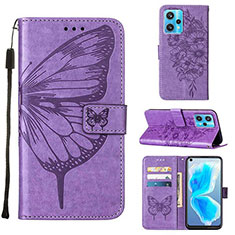 Leather Case Stands Butterfly Flip Cover Holder Y01B for Realme 9 Pro+ Plus 5G Clove Purple