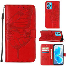 Leather Case Stands Butterfly Flip Cover Holder Y01B for Realme 9 Pro+ Plus 5G Red