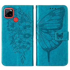 Leather Case Stands Butterfly Flip Cover Holder Y01B for Realme C12 Blue