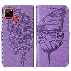 Leather Case Stands Butterfly Flip Cover Holder Y01B for Realme C12 Clove Purple