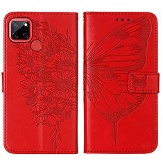 Leather Case Stands Butterfly Flip Cover Holder Y01B for Realme C12 Red