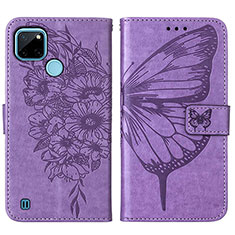 Leather Case Stands Butterfly Flip Cover Holder Y01B for Realme C21Y Clove Purple