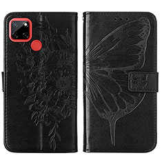 Leather Case Stands Butterfly Flip Cover Holder Y01B for Realme C25 Black