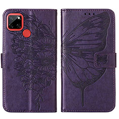 Leather Case Stands Butterfly Flip Cover Holder Y01B for Realme C25 Purple