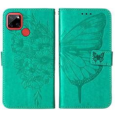 Leather Case Stands Butterfly Flip Cover Holder Y01B for Realme C25S Green