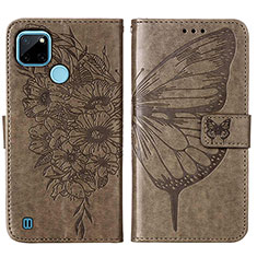 Leather Case Stands Butterfly Flip Cover Holder Y01B for Realme C25Y Gray