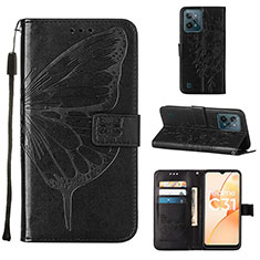 Leather Case Stands Butterfly Flip Cover Holder Y01B for Realme C31 Black