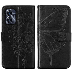 Leather Case Stands Butterfly Flip Cover Holder Y01B for Realme C55 Black