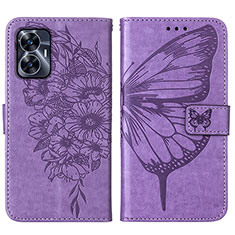 Leather Case Stands Butterfly Flip Cover Holder Y01B for Realme C55 Clove Purple