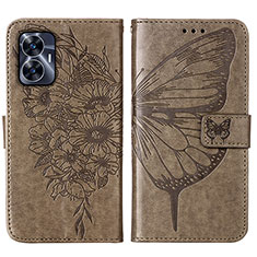 Leather Case Stands Butterfly Flip Cover Holder Y01B for Realme C55 Gray