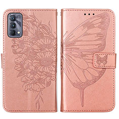 Leather Case Stands Butterfly Flip Cover Holder Y01B for Realme GT Master 5G Rose Gold