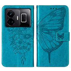 Leather Case Stands Butterfly Flip Cover Holder Y01B for Realme GT Neo6 5G Blue