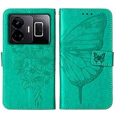 Leather Case Stands Butterfly Flip Cover Holder Y01B for Realme GT Neo6 5G Green