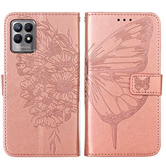 Leather Case Stands Butterfly Flip Cover Holder Y01B for Realme Narzo 50 4G Rose Gold