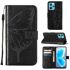 Leather Case Stands Butterfly Flip Cover Holder Y01B for Realme Narzo 50 Pro 5G Black