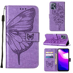 Leather Case Stands Butterfly Flip Cover Holder Y01B for Realme Narzo 50A Prime Clove Purple