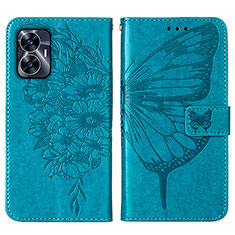 Leather Case Stands Butterfly Flip Cover Holder Y01B for Realme Narzo N55 Blue