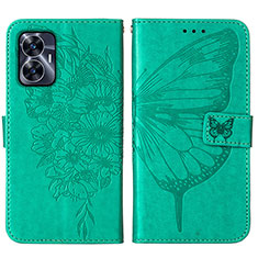 Leather Case Stands Butterfly Flip Cover Holder Y01B for Realme Narzo N55 Green