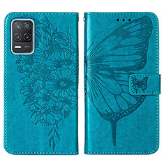 Leather Case Stands Butterfly Flip Cover Holder Y01B for Realme Q3i 5G Blue