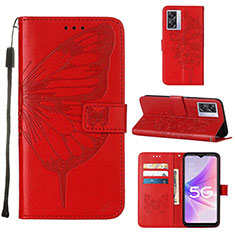 Leather Case Stands Butterfly Flip Cover Holder Y01B for Realme V23i 5G Red