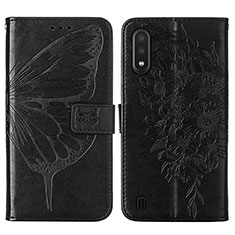 Leather Case Stands Butterfly Flip Cover Holder Y01B for Samsung Galaxy A01 SM-A015 Black