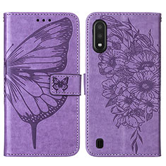 Leather Case Stands Butterfly Flip Cover Holder Y01B for Samsung Galaxy A01 SM-A015 Clove Purple