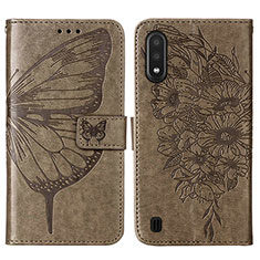 Leather Case Stands Butterfly Flip Cover Holder Y01B for Samsung Galaxy A01 SM-A015 Gray