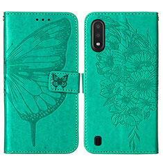 Leather Case Stands Butterfly Flip Cover Holder Y01B for Samsung Galaxy A01 SM-A015 Green