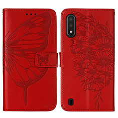 Leather Case Stands Butterfly Flip Cover Holder Y01B for Samsung Galaxy A01 SM-A015 Red