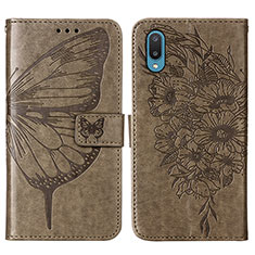 Leather Case Stands Butterfly Flip Cover Holder Y01B for Samsung Galaxy A02 Gray
