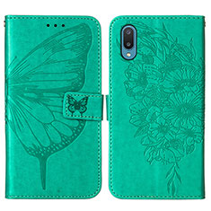 Leather Case Stands Butterfly Flip Cover Holder Y01B for Samsung Galaxy A02 Green